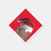 Weihnachtspferd mit einem Weihnachtshut Serviette (Ecke)