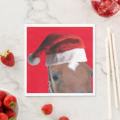Weihnachtspferd mit einem Weihnachtshut Serviette (Beispiel)