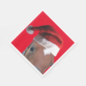Weihnachtspferd mit einem Weihnachtshut Serviette (Ecke)