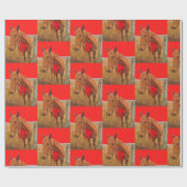 :Weihnachtspferd mit rotem Bug Geschenkpapier (Flach)