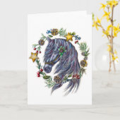 Weihnachtspferd mit Weihnachtskartentafel Karte (Gelbe Blume)