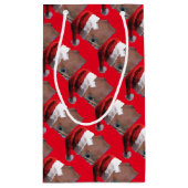 Weihnachtspferd mit Weihnachtsmannmütze Kleine Geschenktüte (Rückseite)