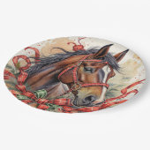 Weihnachtspferd Pappteller (Schrägansicht)