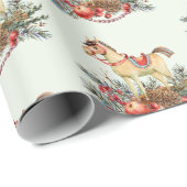 Weihnachtspferd, Rote Berries , Dekorationen Geschenkpapier (Rolleneckpunkt)