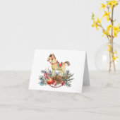 Weihnachtspferd, Rote Berries , Dekorationen Karte (Gelbe Blume)