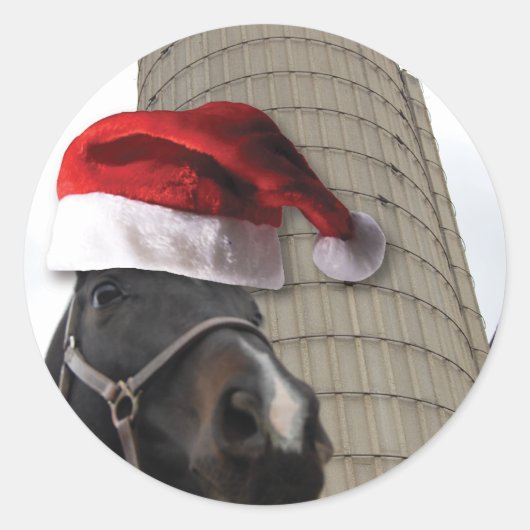 Weihnachtspferd Runder Aufkleber (Vorderseite)