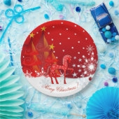 Weihnachtspferd, Schneeflocken, Bäume u. Pappteller (Party)