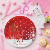 Weihnachtspferd, Schneeflocken, Bäume u. Pappteller (Party)