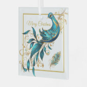 Weihnachtspferd und Feather Glass Ornament Aus Glas (Vorderseite links)