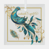 Weihnachtspferd und Feather Glass Ornament Aus Glas (Rückseite)