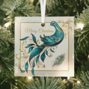 Weihnachtspferd und Feather Glass Ornament Aus Glas