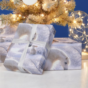 Weihnachtspferd und -hase als Feiertagsgeschenk Geschenkpapier