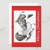 Weihnachtspferd und Weihnachtsmann Feiertagskarte (Vorne/Hinten)