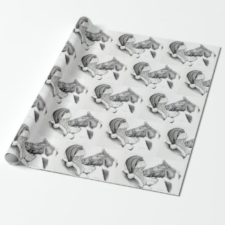 Weihnachtspferd und Weihnachtsmann Geschenkpapier