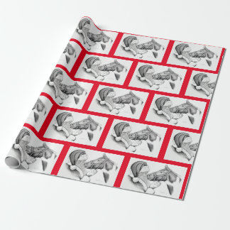 Weihnachtspferd und Weihnachtsmann Geschenkpapier