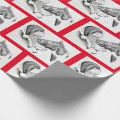 Weihnachtspferd und Weihnachtsmann Geschenkpapier (Ecke)