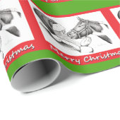 Weihnachtspferd und -weihnachtsmann geschenkpapier (Rolleneckpunkt)