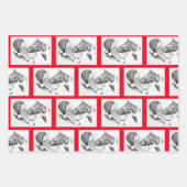 Weihnachtspferd und Weihnachtsmann Geschenkpapier Set (Vorderseite 2)