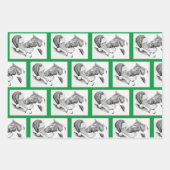 Weihnachtspferd und Weihnachtsmann Geschenkpapier Set (Vorderseite)