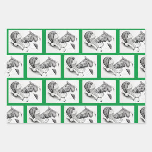 Weihnachtspferd und Weihnachtsmann Geschenkpapier Set