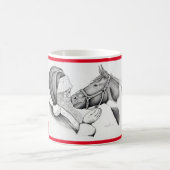 Weihnachtspferd und Weihnachtsmann Kaffeetasse (Mittel)
