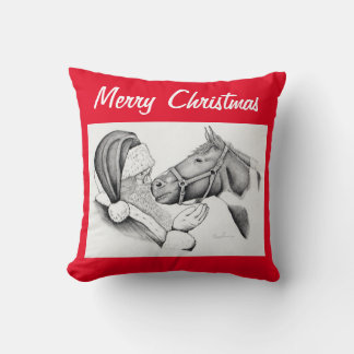 Weihnachtspferd und Weihnachtsmann Kissen