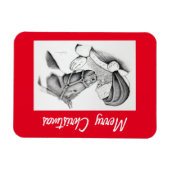 Weihnachtspferd und Weihnachtsmann Magnet (Horizontal)