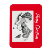 Weihnachtspferd und Weihnachtsmann Magnet (Vertikal)