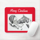 Weihnachtspferd und Weihnachtsmann Mousepad (Mit Mouse)