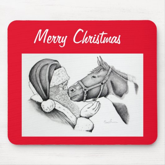 Weihnachtspferd und Weihnachtsmann Mousepad (Vorne)