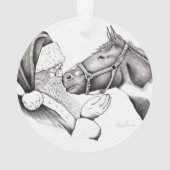 Weihnachtspferd und Weihnachtsmann Ornament (Rückseite)