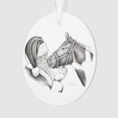 Weihnachtspferd und Weihnachtsmann Ornament (Vorderseite)