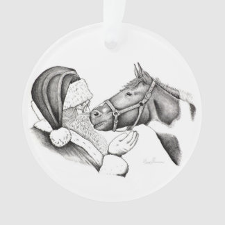 Weihnachtspferd und Weihnachtsmann Ornament