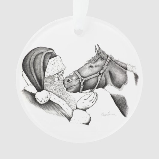 Weihnachtspferd und Weihnachtsmann Ornament (Vorderseite)
