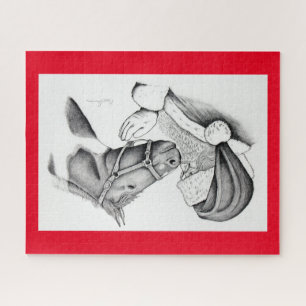 Weihnachtspferd und Weihnachtsmann Puzzle