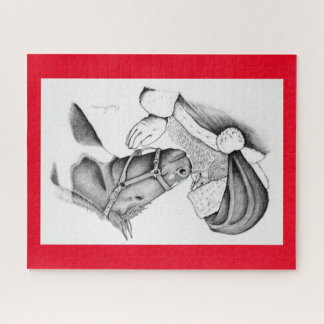 Weihnachtspferd und Weihnachtsmann Puzzle