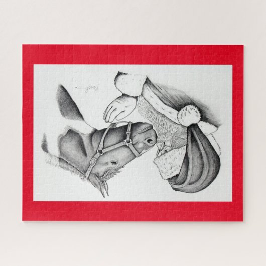 Weihnachtspferd und Weihnachtsmann Puzzle (Horizontal)