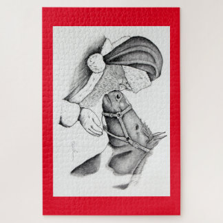 Weihnachtspferd und Weihnachtsmann Puzzle