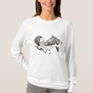 Weihnachtspferd und Weihnachtsmann T-Shirt