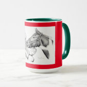 Weihnachtspferd und Weihnachtsmann Tasse (VorderseiteRechts)