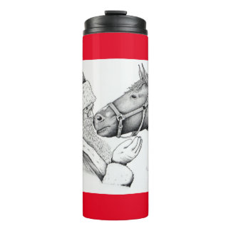 Weihnachtspferd und Weihnachtsmann Thermosbecher