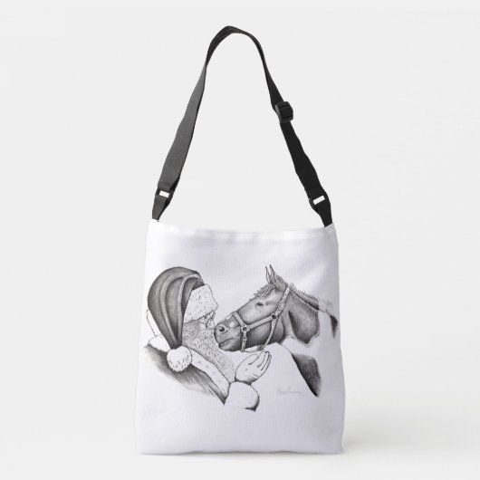 Weihnachtspferd und Weihnachtsmann Tragetaschen Mit Langen Trägern (Rückseite)