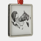 Weihnachtspferd und Weihnachtsmann zu Weihnachten Ornament Aus Metall (Rechts)