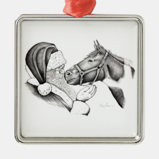 Weihnachtspferd und Weihnachtsmann zu Weihnachten Ornament Aus Metall