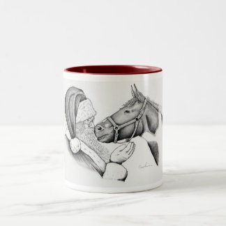 Weihnachtspferd und Weihnachtsmann Zweifarbige Tasse
