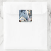 Weihnachtspferd und wunderschönes Eule Quadratischer Aufkleber (Tasche)