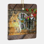 Weihnachtspferd Wagon Wheel Cowboy Boots Garland Keramikornament (Rechts)