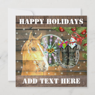 Weihnachtspferd Wagon Wheel Cowboy Boots Garland Mitteilungskarte