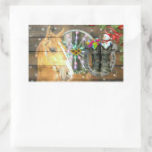 Weihnachtspferd Wagon Wheel Cowboy Boots Garland Rechteckiger Aufkleber (Tasche)