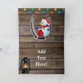 Weihnachtspferd Wagon Wheel Cowboy Stiefel Horsesh Dankeskarte (Innenseite)